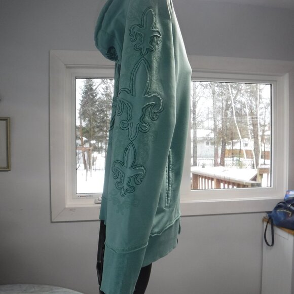 Vertigo Paris Fleur de Lys Hoodie in moss green size Medium - Picture 4 of 7